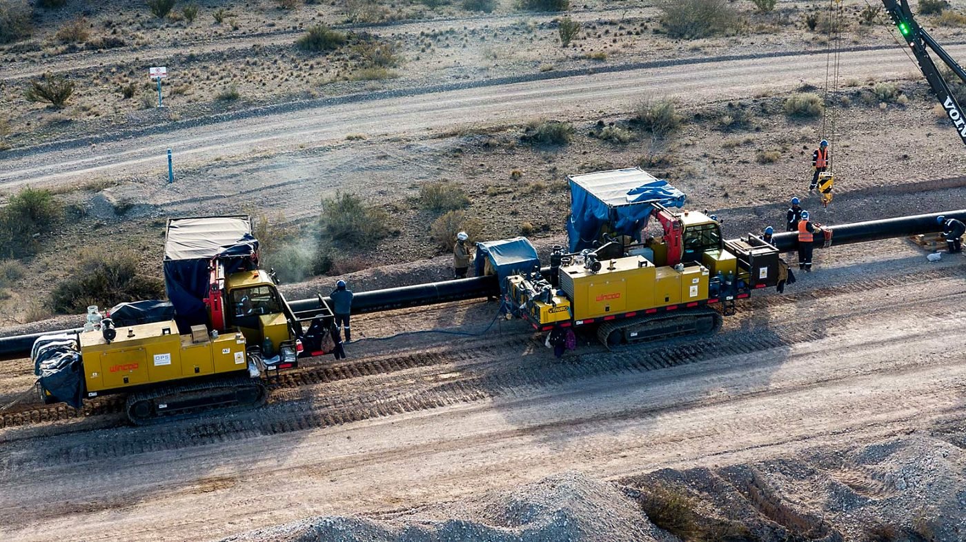 GPS pipe-welding carrier on a midstream front